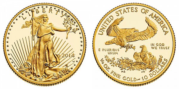 2014 W Quarter Ounce American Gold Eagle Proof - $10 1/4 oz Gold 