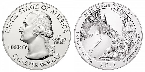2015 Blue Ridge Parkway 5 Ounce Bullion Coin - 5 oz Silver 