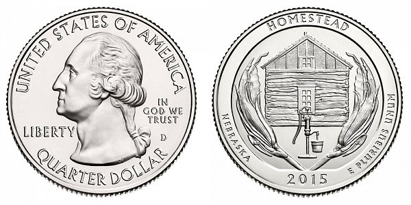 2015 D Homestead National Monument of America Quarter - Nebraska