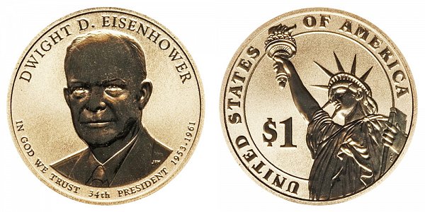 2015 P Dwight D. Eisenhower Presidential Dollar Coin Reverse Proof 