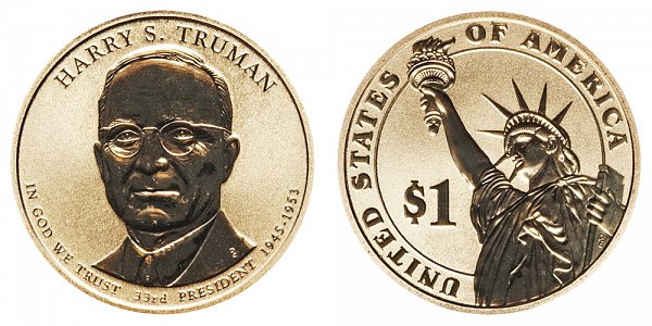 2015 P Harry S. Truman Presidential Dollar Coin - Reverse Proof 