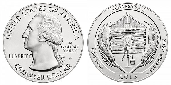 2015 Homestead 5 Ounce Burnished Uncirculated Coin - 5 oz Silver 