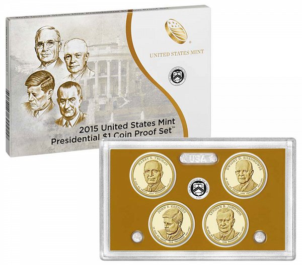 2015 Presidential $1 Dollar Coin Proof Set - 2015-S 4 Piece Set