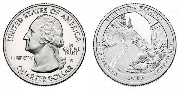 2015 S Proof Blue Ridge Parkway Quarter - North Carolina