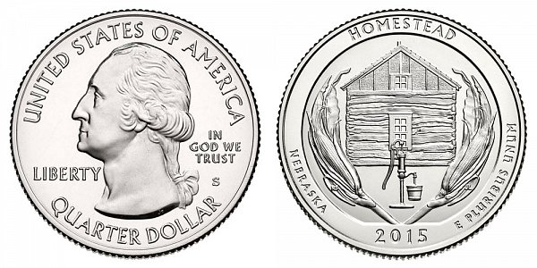 2015 S Uncirculated Homestead National Monument of America Quarter - Nebraska 