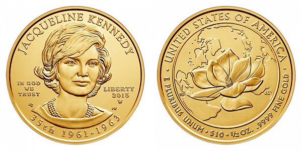 2015 W Jacqueline "Jackie" Kennedy First Spouse Gold Bullion Coin - Brilliant Uncirculated 1/2oz Half Ounce Gold 