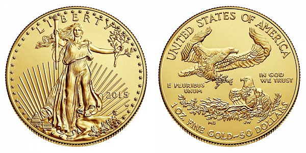 2015 W American Gold Eagle - Burnished $50 1oz One Ounce Gold 