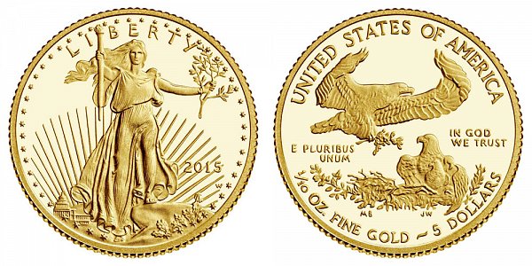 2015 W Tenth Ounce American Gold Eagle Proof - $5 1/10 oz Gold