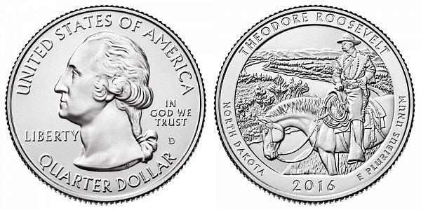 2016 D Theodore Roosevelt National Park Quarter - North Dakota