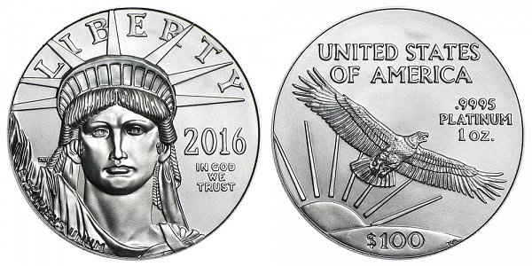 2016 American Platinum Eagle - Brilliant Uncirculated $100 1oz One Ounce Platinum Bullion 