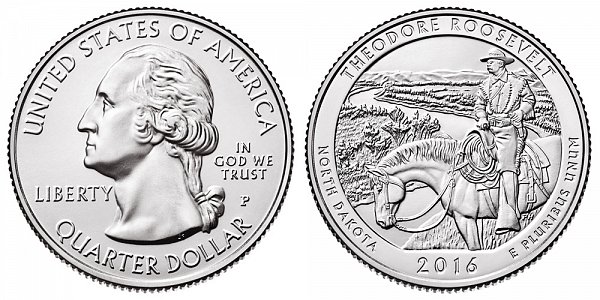 2016 P Theodore Roosevelt National Park Quarter - North Dakota 