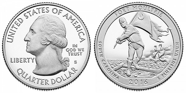 2016 S Proof Fort Moultrie National Monument Quarter - South Carolina 