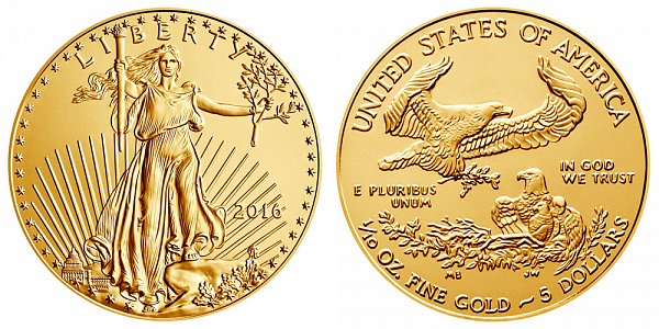 2016 Tenth Ounce American Gold Eagle - 1/10 oz Gold $5 