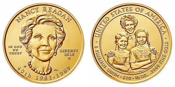 2016 W Nancy Reagan First Spouse Gold Coin - Brilliant Uncirculated 1/2 oz Half Ounce Gold 