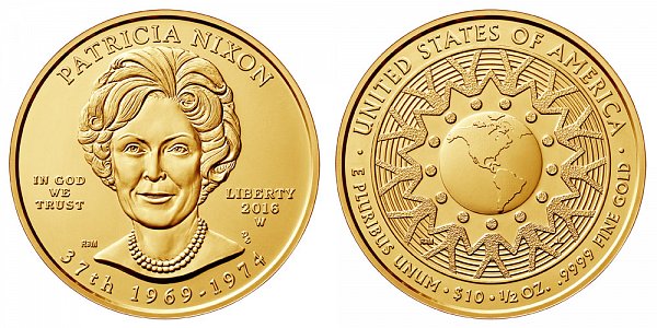 2016 W Patricia Nixon First Spouse Gold Coin - Brilliant Uncirculated 1/2 oz Half Ounce Gold 