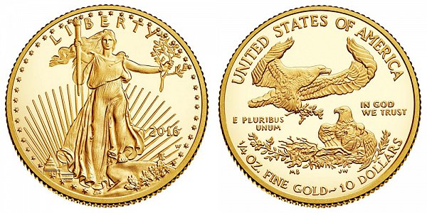 2016 W Proof Quarter Ounce American Gold Eagle - 1/4 oz Gold $10 