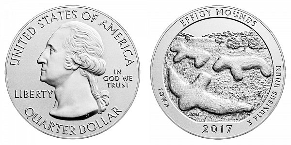 2017 Effigy Mounds 5 Ounce Bullion Coin - 5 oz Silver 