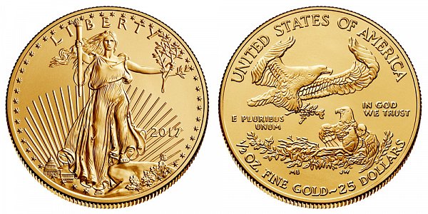 2017 Half Ounce American Gold Eagle - 1/2 oz Gold $25 