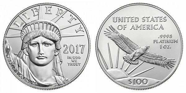 2017 American Platinum Eagle - Brilliant Uncirculated $100 1oz One Ounce Platinum Bullion 