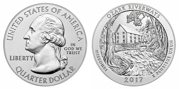 2017 Ozark Riverways 5 Ounce Bullion Coin - 5 oz Silver 