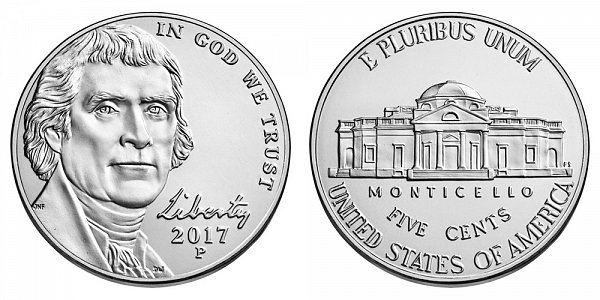 2017 P Jefferson Nickel 