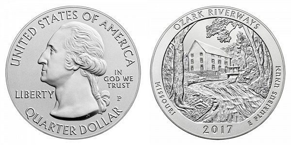 2017 P Ozark Riverways 5 Ounce Burnished Uncirculated Coin - 5 oz Silver 