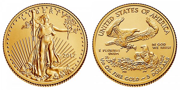 2017 Tenth Ounce American Gold Eagle - 1/10 oz Gold $5 