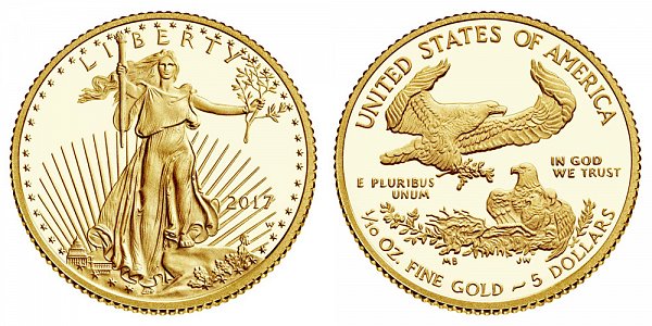 2017 W Proof Tenth Ounce American Gold Eagle - 1/10 oz Gold $5 