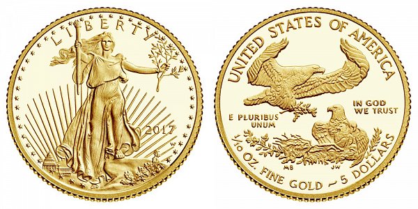 2017 W Proof Tenth Ounce American Gold Eagle - 1/10 oz Gold $5 