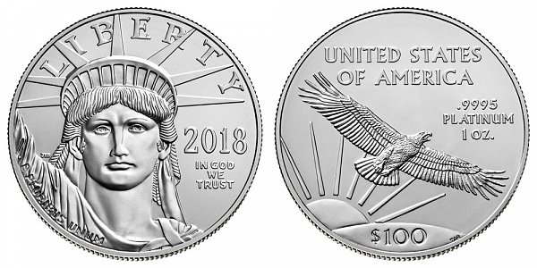 2018 American Platinum Eagle - Brilliant Uncirculated $100 1oz One Ounce Platinum Bullion 