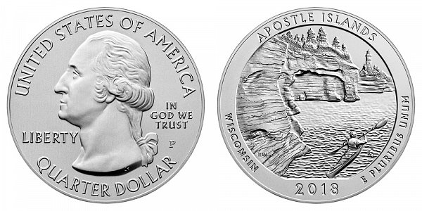 2018 P Apostle Islands 5 Ounce Burnished Uncirculated Coin - 5 oz Silver 