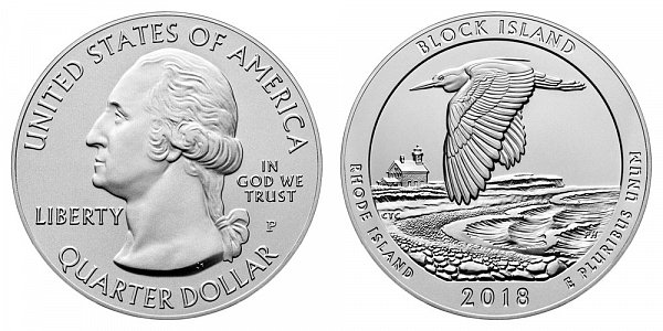 2018 P Block Island 5 Ounce Burnished Uncirculated Coin - 5 oz Silver 