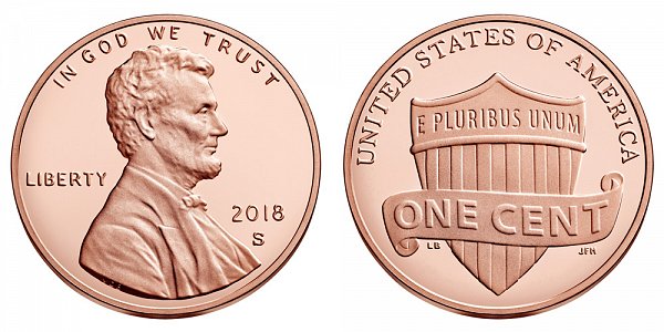 2018 S Lincoln Shield Cent Penny 