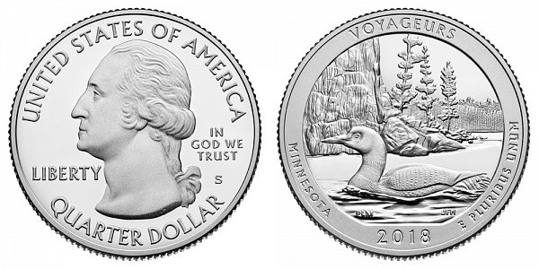 2018 S Proof Voyageurs National Park Quarter - Minnesota