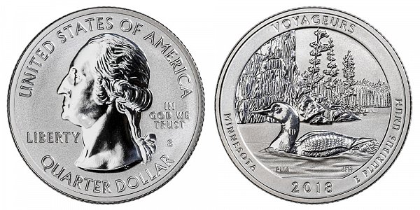 2018 S Silver Reverse Proof Voyageurs National Park Quarter - Minnesota 