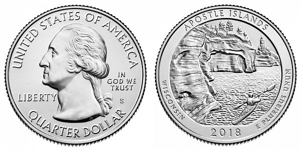 2018 S Uncirculated Apostle Islands National Lakeshore Quarter -Wisconsin