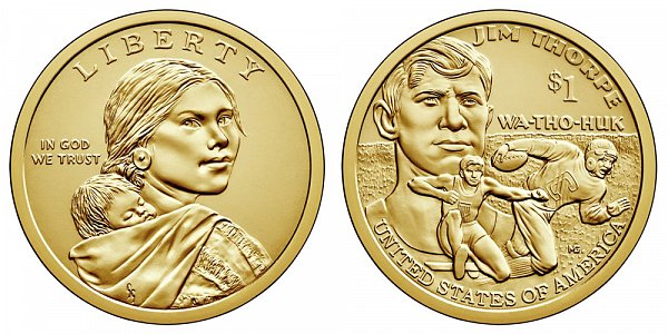 2018 P Sacagawea Native American Dollar - Jim Thorpe - Wa-Tho-Huk 