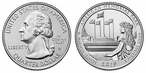 2019 D American Memorial Park Quarter - Northern Mariana Islands 