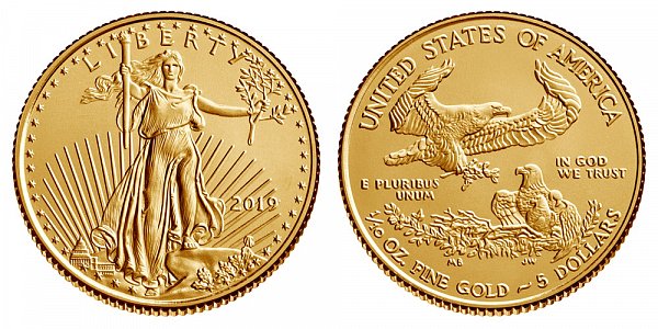2019 Tenth Ounce American Gold Eagle Bullion - 1/10 oz Gold $5 