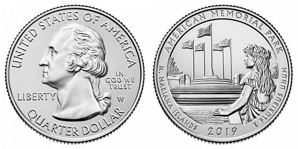 2019 W American Memorial Park Quarter - Northern Mariana Islands 