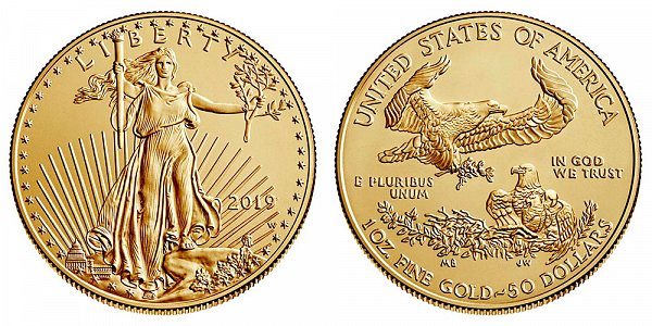 2019 W Burnished Uncirculated One Ounce American Gold Eagle - 1 oz Gold $50