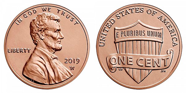 2019 W Uncirculated Lincoln Shield Cent Penny - West Point