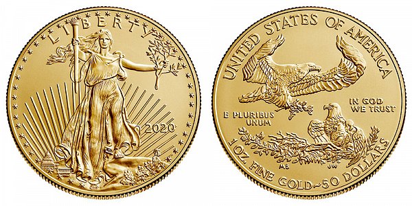 2020 Bullion One Ounce American Gold Eagle - 1 oz Gold $50 