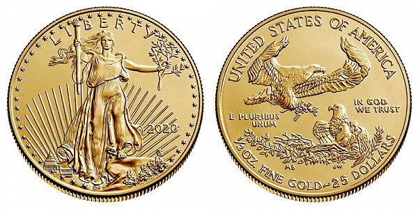 2020 Half Ounce American Gold Eagle Bullion - 1/2 oz Gold $25 