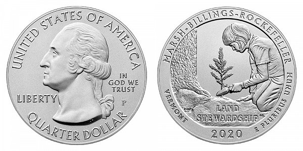 2020 P Marsh-Billings-Rockefeller 5 Ounce Burnished Uncirculated Coin - 5 oz Silver 