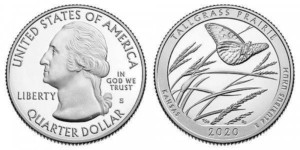 2020 S Proof Tallgrass Prairie Quarter - Kansas 