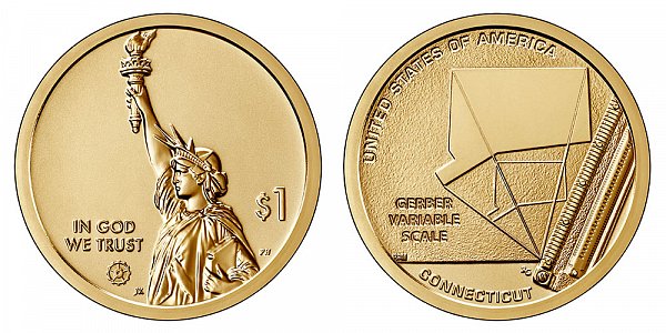 2020 S Reverse Proof Connecticut American Innovation Dollar 