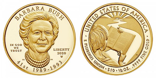 2020 W Proof Barbara Bush First Spouse Gold Coin