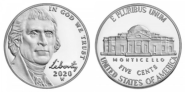 2020 W Proof Jefferson Nickel - West Point 