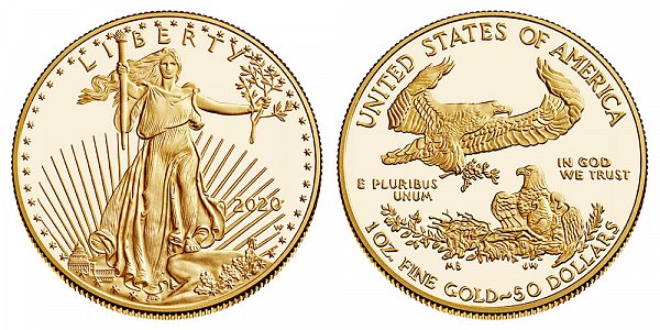 2020 W Proof One Ounce American Gold Eagle - 1 oz Gold $50 